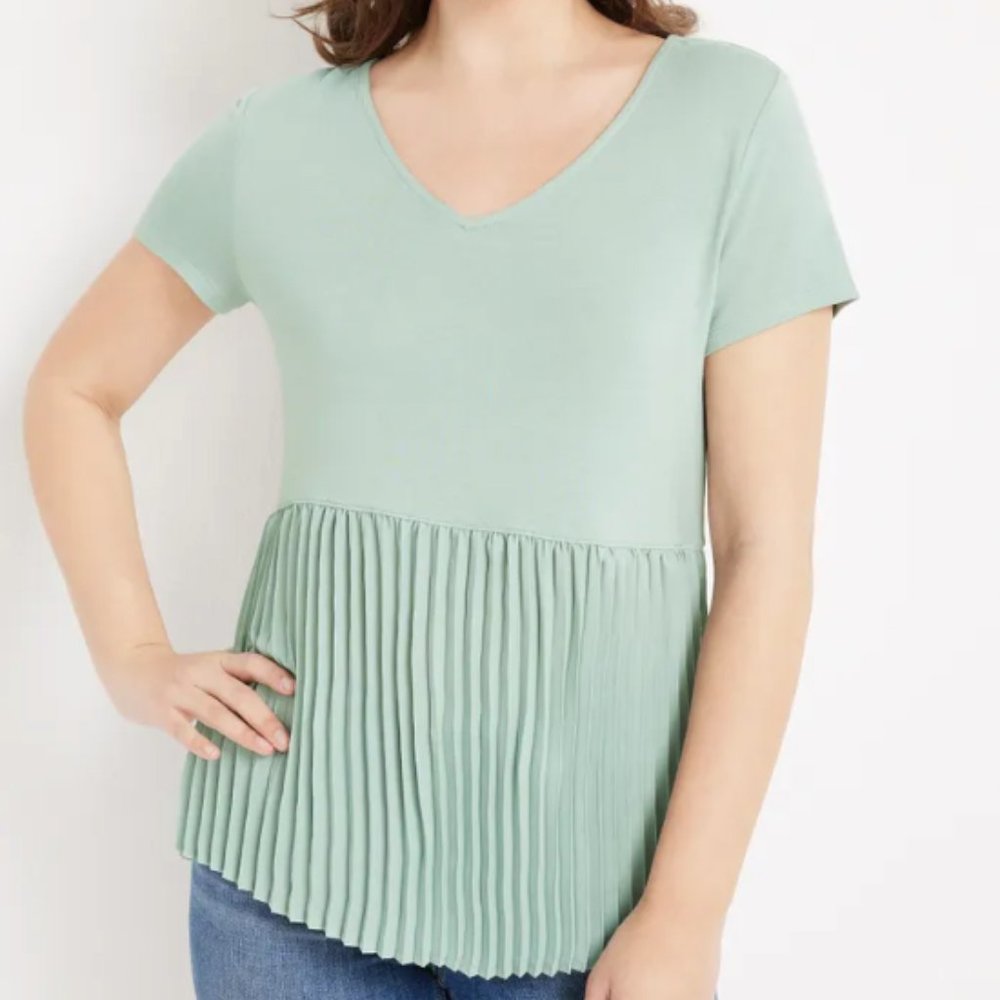NWT Maurices Pleated Babydoll top in Jade Mist XL
